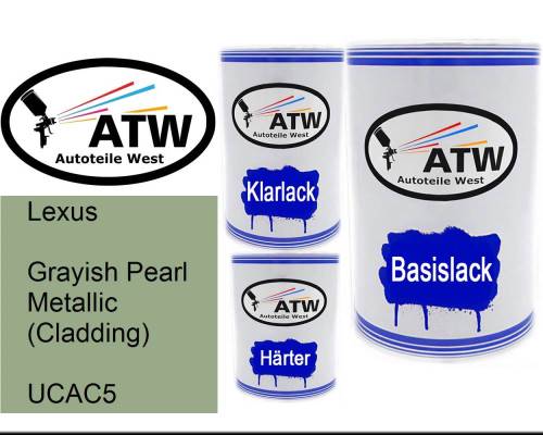 Lexus, Grayish Pearl Metallic (Cladding), UCAC5: 500ml Lackdose + 500ml Klarlack + 250ml Härter - Set, von ATW Autoteile West.